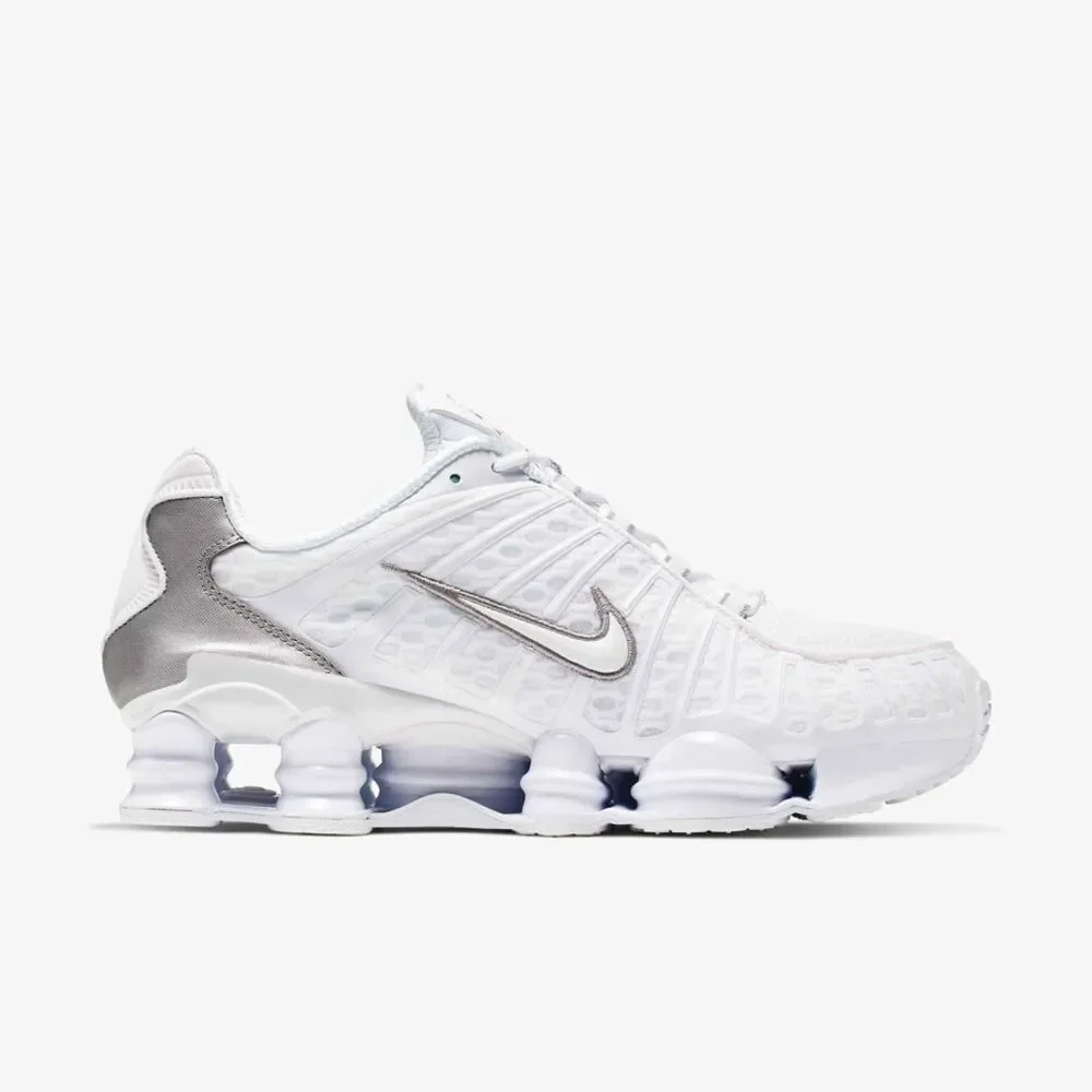 Nike Shox TL Shoes White Metallic Silver AV3595-100 Men's Size 12
